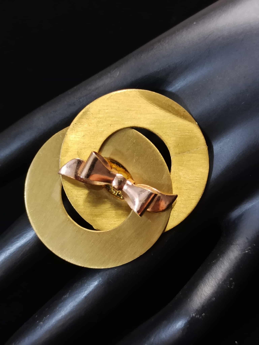 Vintage 80s Abstract Modernist Gold Tone Statement Ring Adjustable